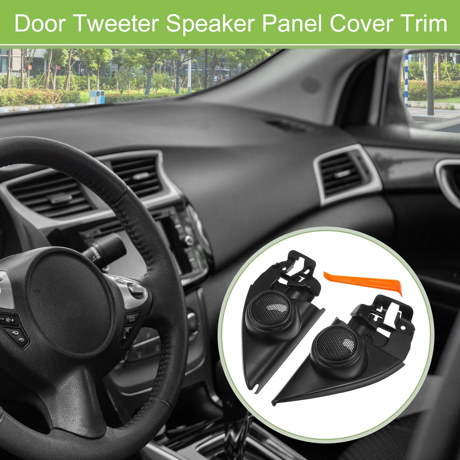 Pair Door Tweeter Speaker Cover Trim for Volkswagen Jetta (2013–2019) Black