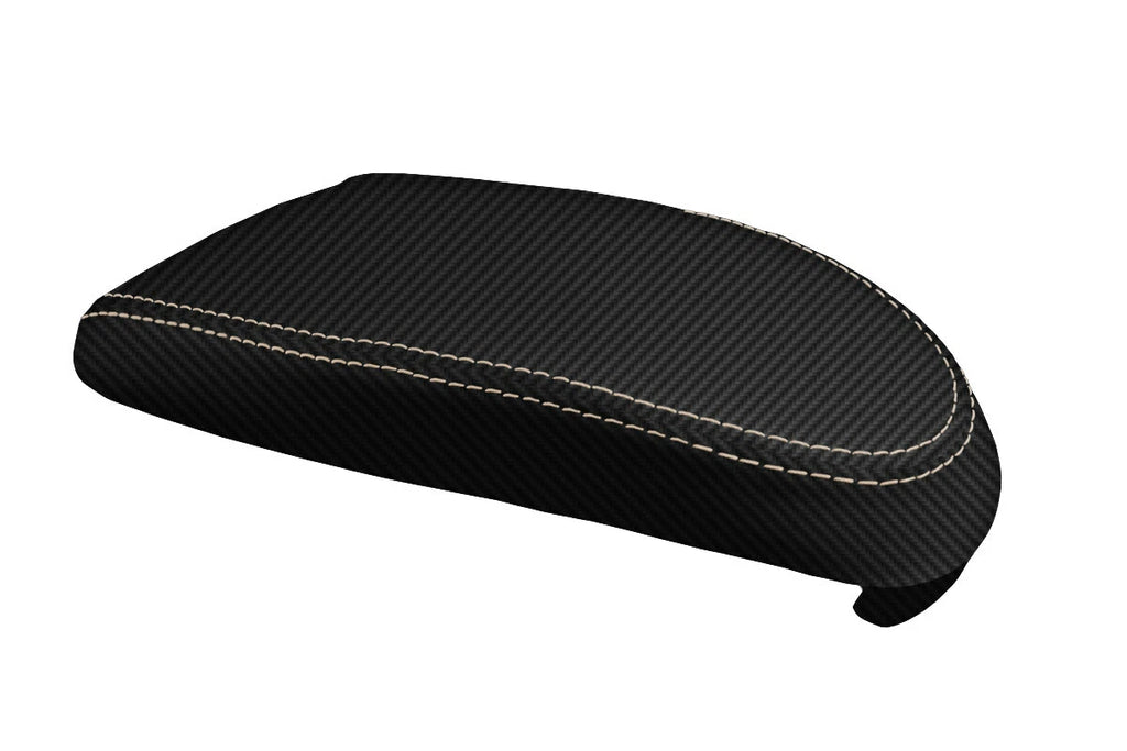 Console Lid Armrest Cover for Ford Focus (2000–2007) Carbon Fiber Beige Stitch