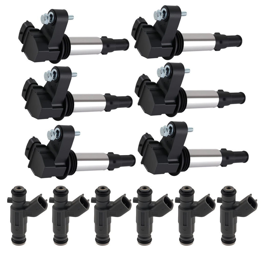 Set of 6 Fuel Injectors & 6 Ignition Coils for Cadillac SRX 3.6L (2004–2006)