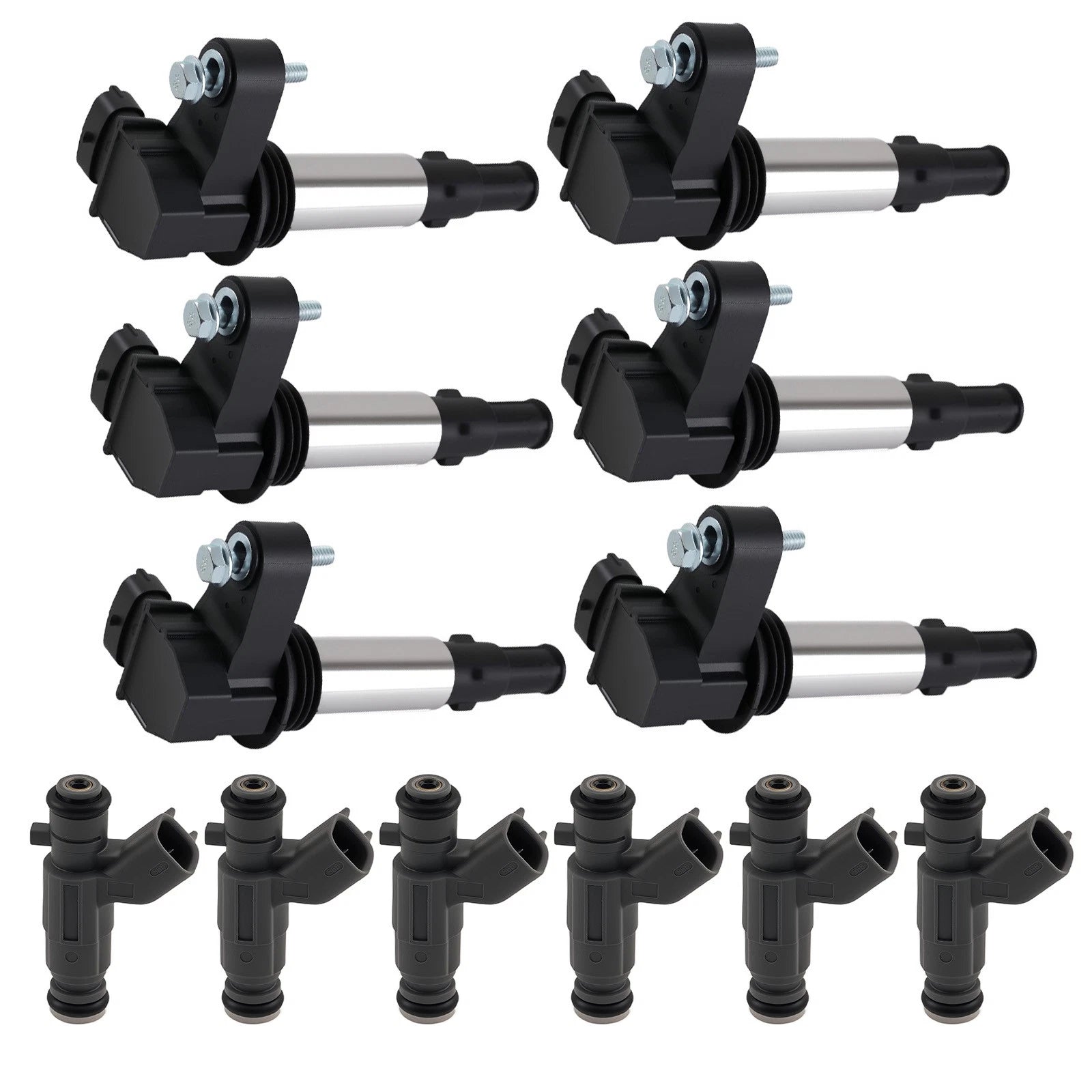 Set of 6 Fuel Injectors & 6 Ignition Coils for Cadillac SRX 3.6L (2004–2006)