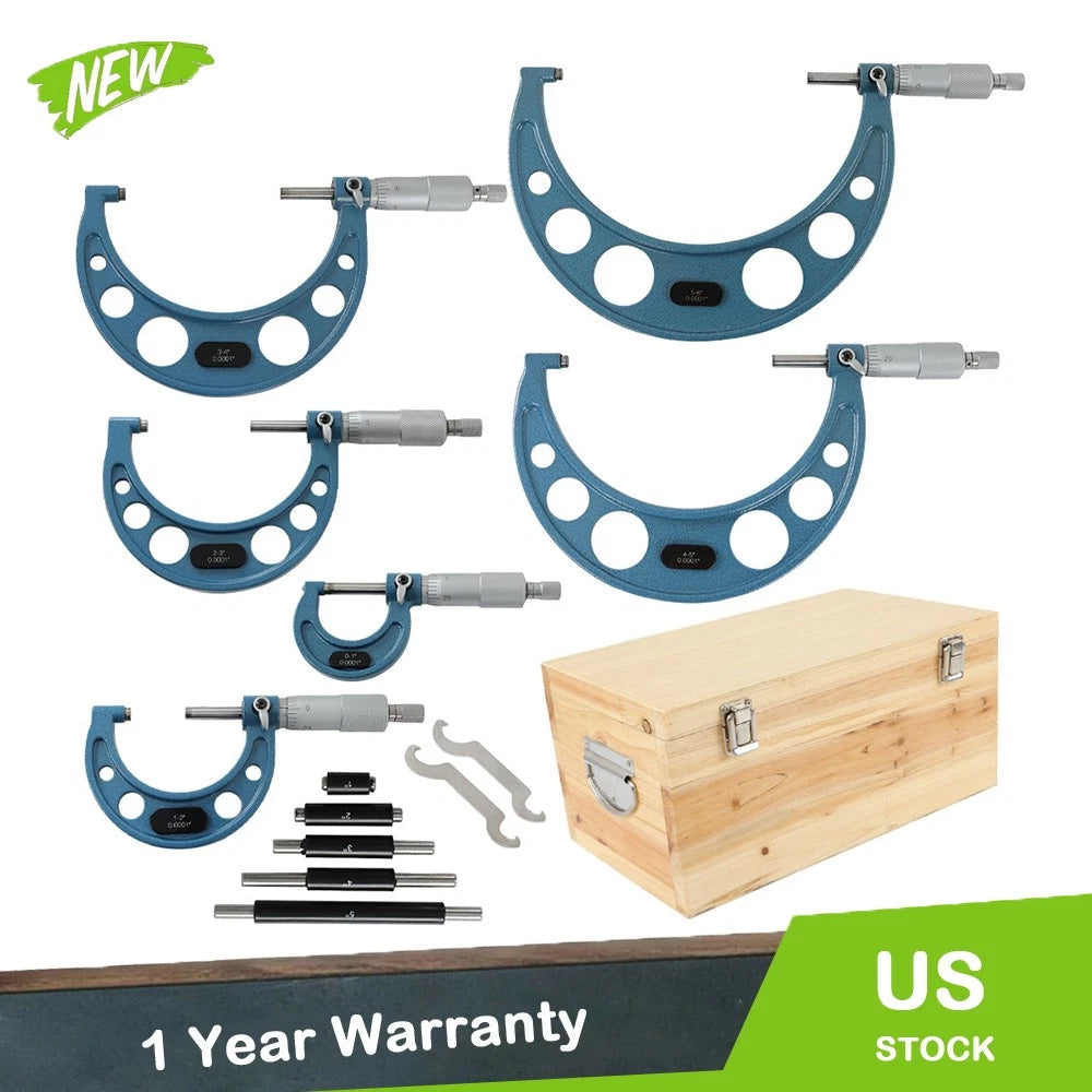 Set of 6 Precision Outside Micrometers 0-6"