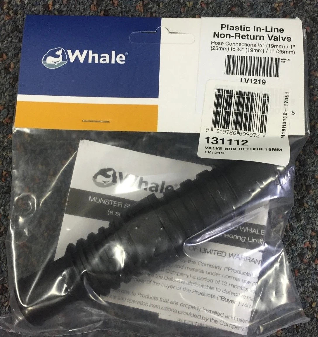 Non Return Valve 19mm/25mm for Whale (LV1219, BLA 131112)