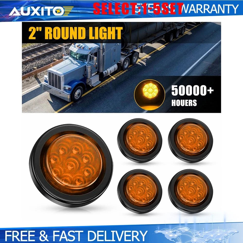 2X Amber 2" LED Side Marker Lights for Truck Trailer (5-25X)
