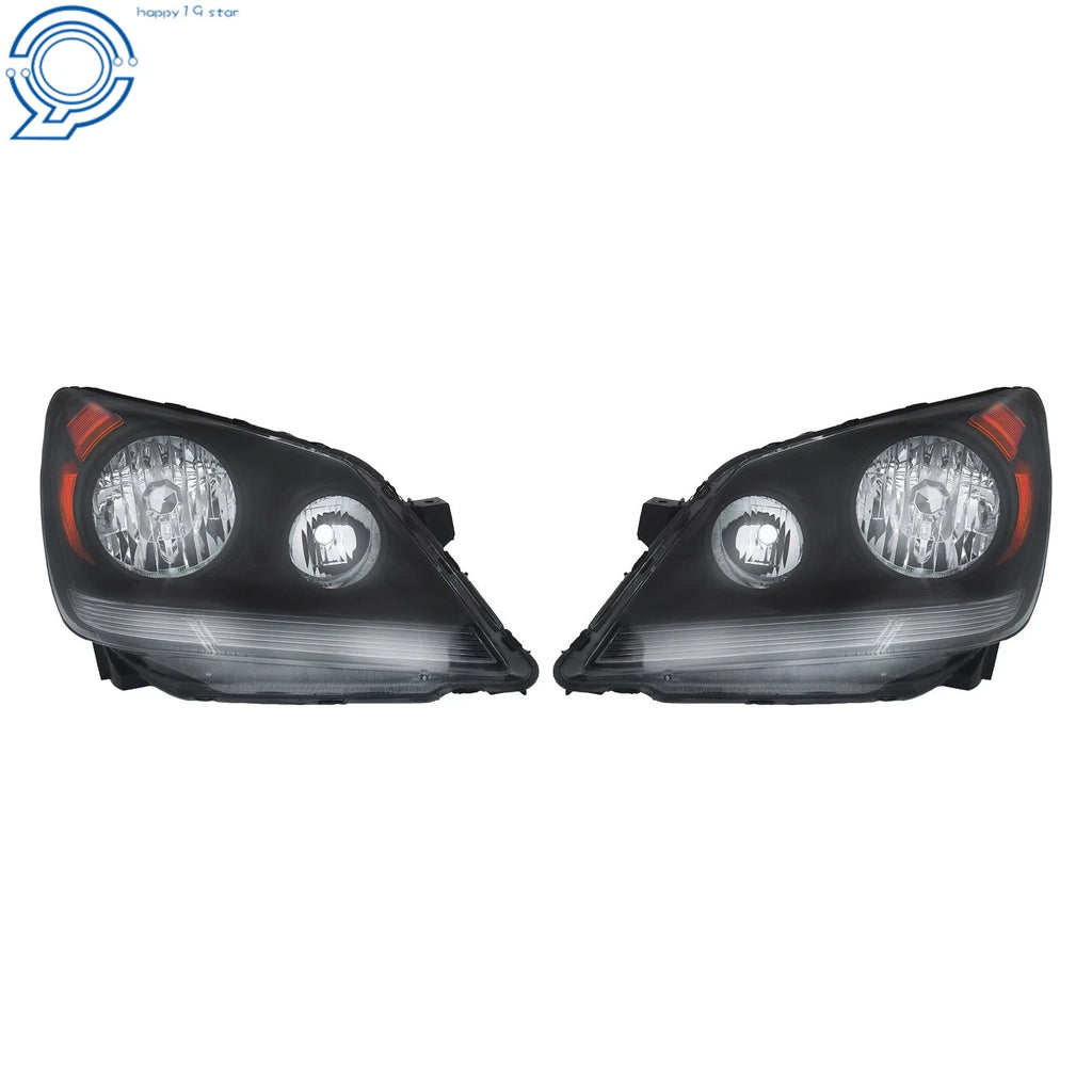 Pair of Black Halogen Front Headlights for Honda Odyssey (2005–2010)