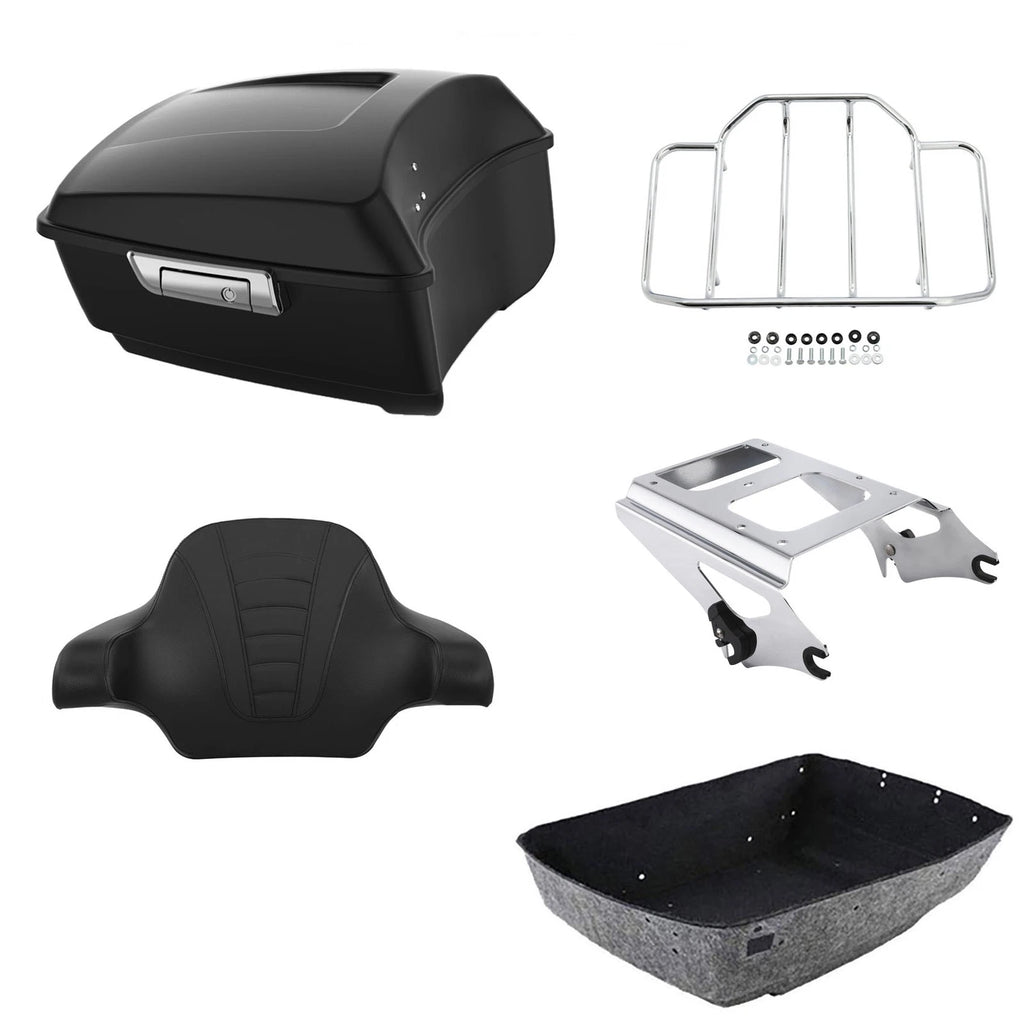 Matte Black King Trunk Backrest 2-Up Mount Rack for Harley Road Glide (2009–2013)