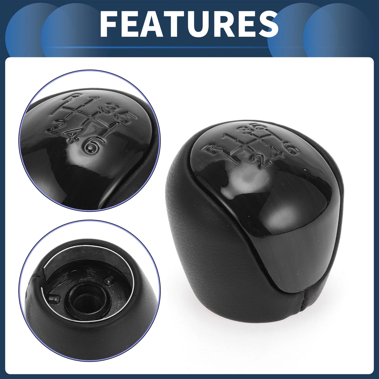 6 Speed Gear Shift Knob for Hyundai Elantra (2008–2009) Plastic Faux Leather