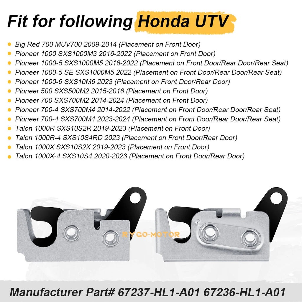 Left & Right Door Latch for Honda Big Red 700 Pioneer 700 1000 Talon 1000R 1000X