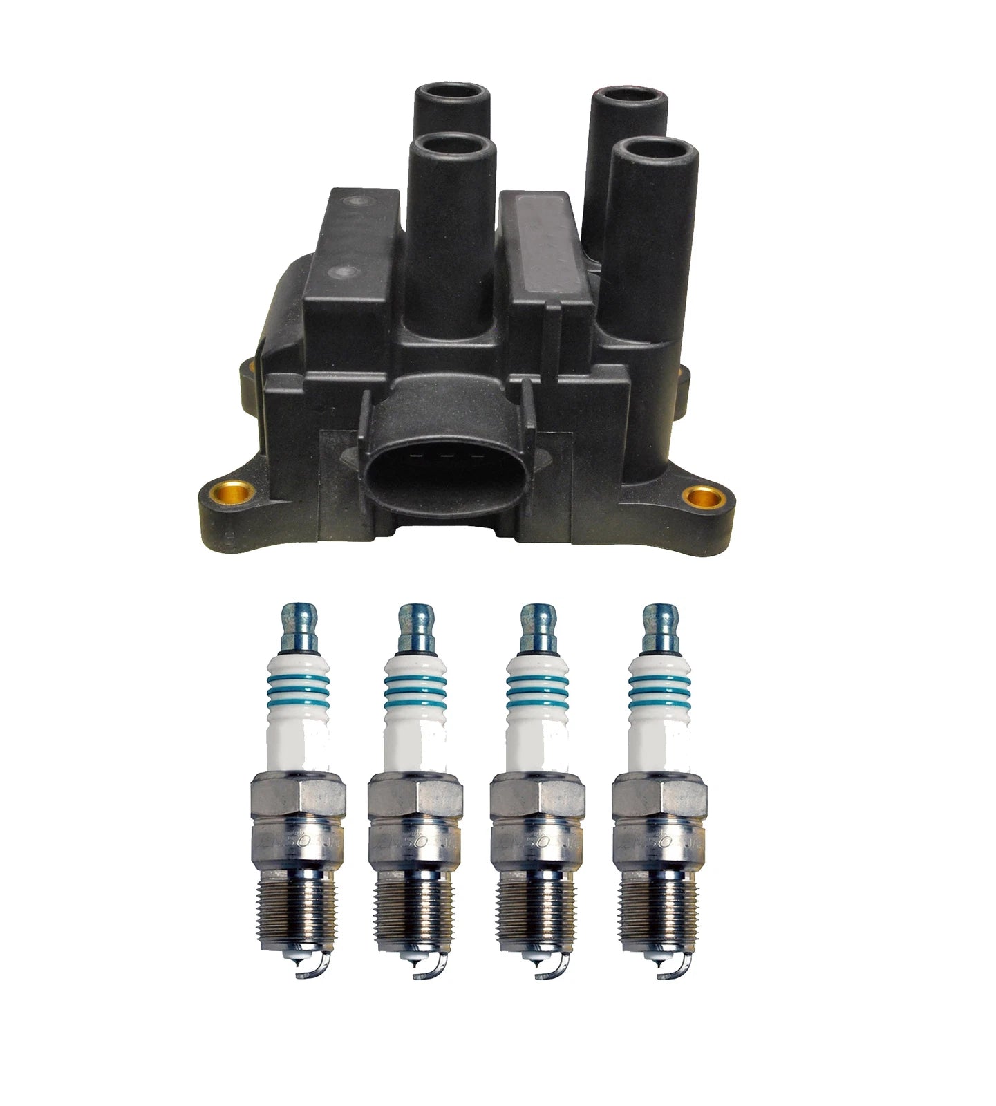 Denso Ignition Coil & 4 Iridium Spark Plugs Kit for Ford Focus (2000–2011)