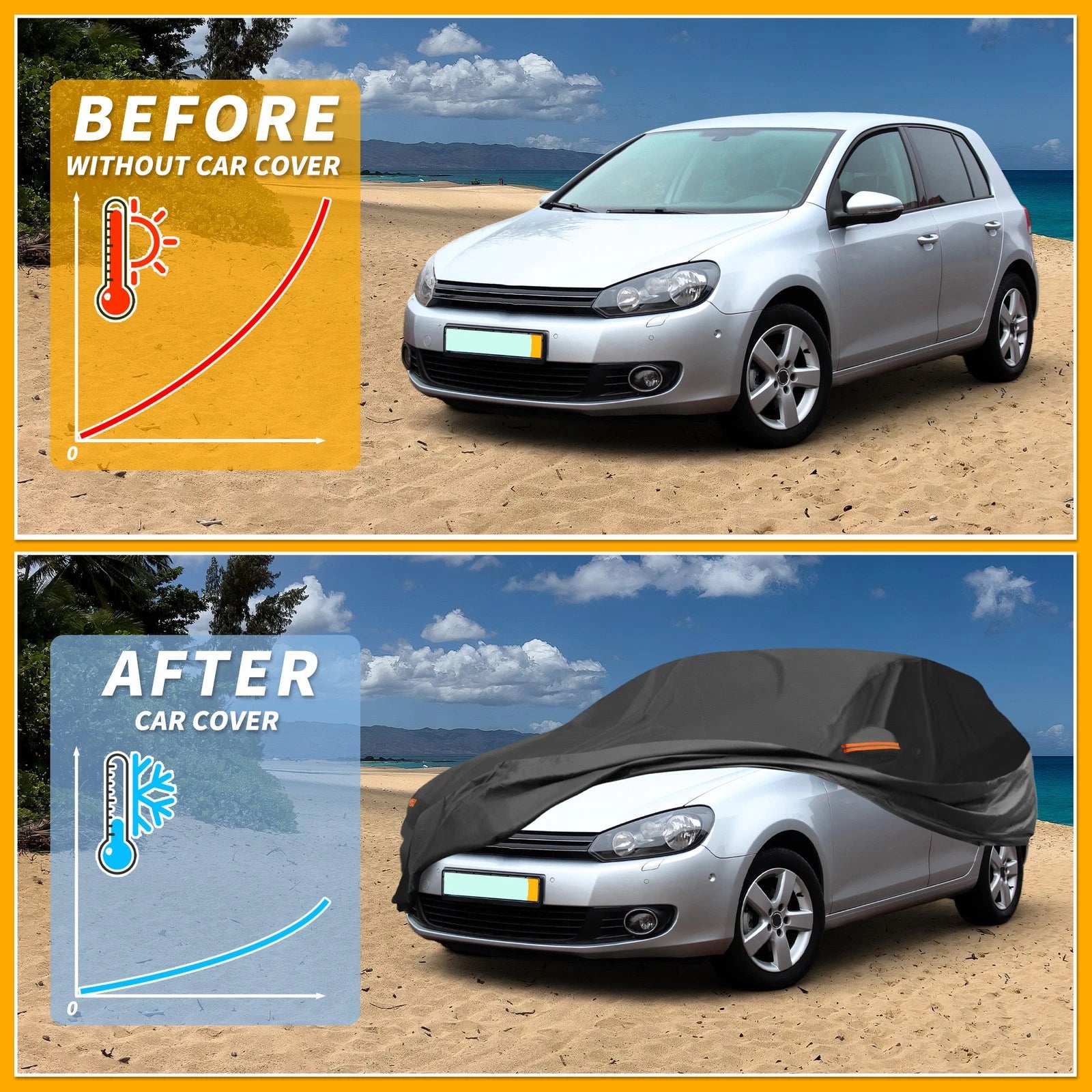 Waterproof Car Cover for Volkswagen Golf (2003–2022) Aluminum Film