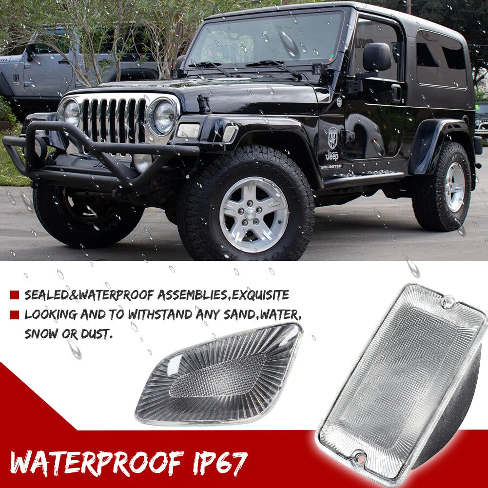 Set of 4 Clear Bumper Signal and Fender Side Marker Lights for Jeep Wrangler (1997–2006)