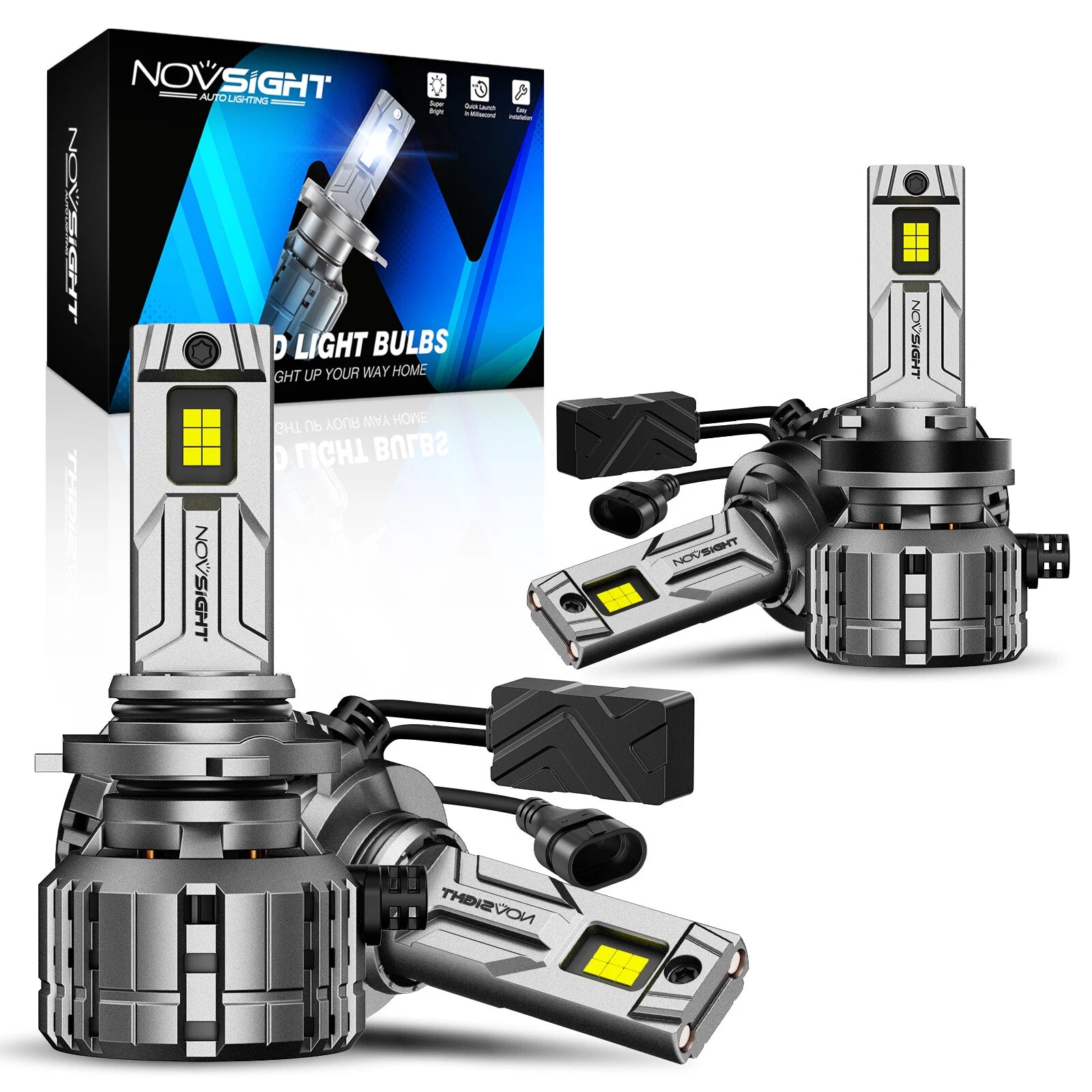 Set of 4 H11 9005 LED Headlight Bulbs 6500K for