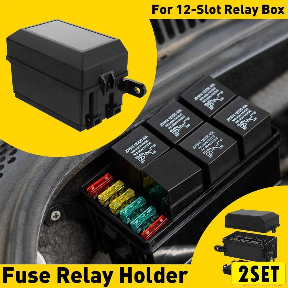 Set of 2 Universal 12-Slot Relay Fuse Holders for Automotive Relay Box