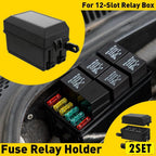 Set of 2 Universal 12-Slot Relay Fuse Holders for Automotive Relay Box