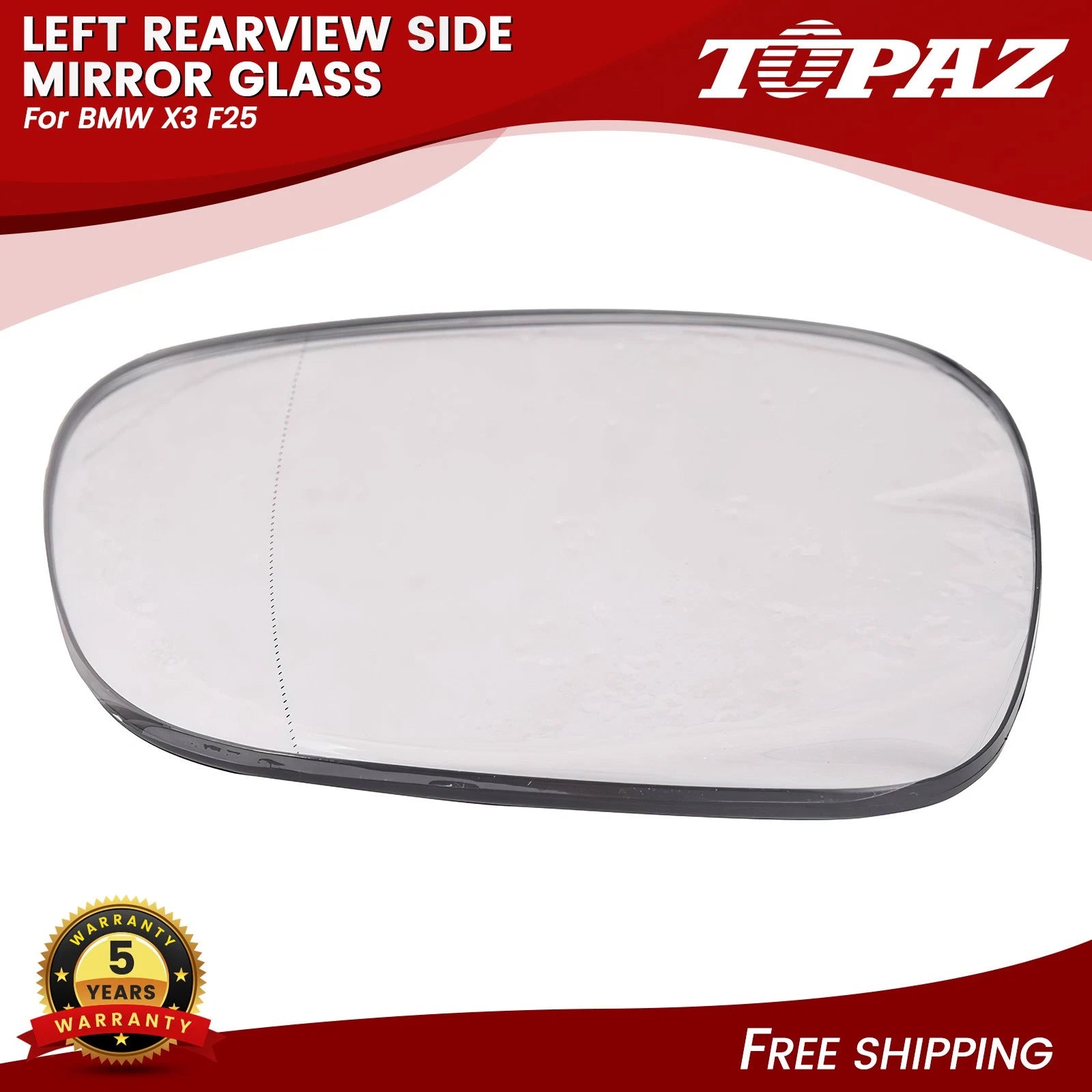 Heated Left Rearview Mirror Glass for BMW X3 (2010–2014)