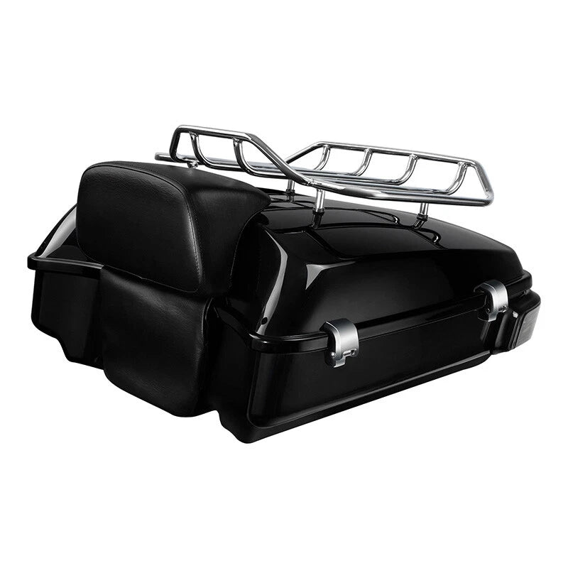 LED Chopped Trunk Backrest Pad Rack for Harley Road King Glide (2014–2026)