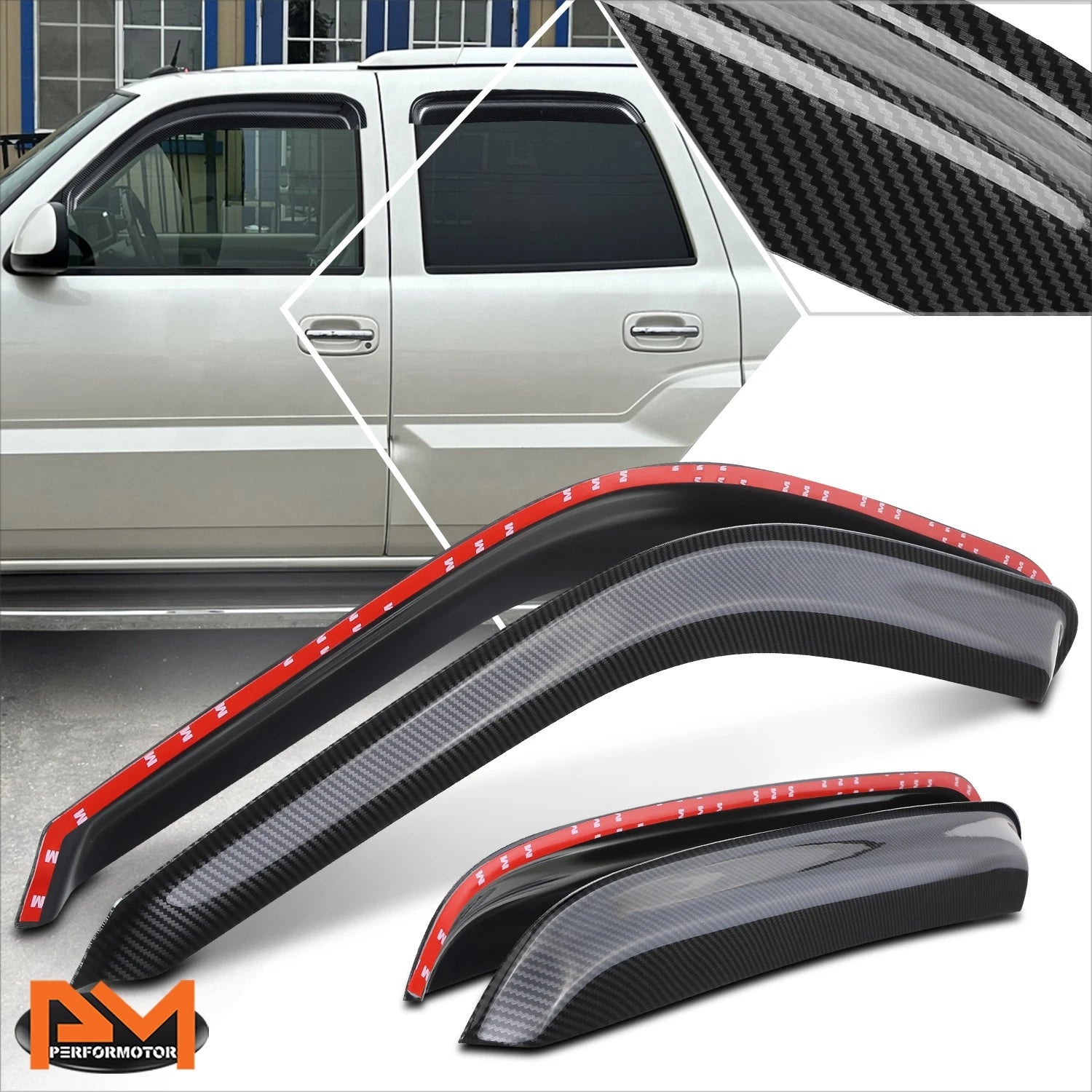 Tape-On Side Window Visors for Cadillac Escalade ESV EXT (2002–2006)