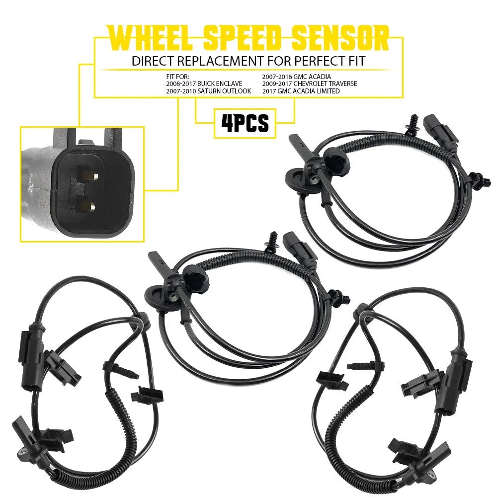 Set of 4 ABS Speed Sensors for Chevrolet Traverse GMC Acadia (2018–2023)