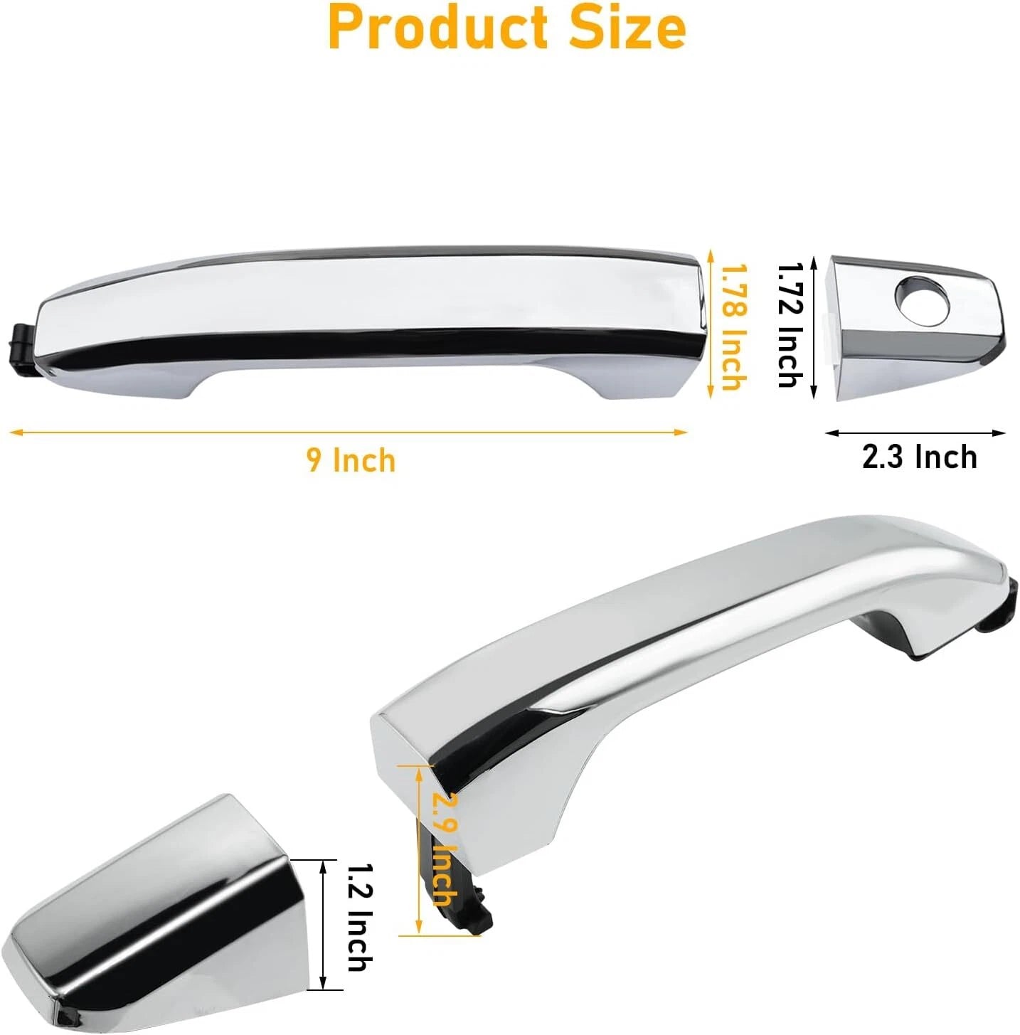 Set of 4 Chrome Exterior Door Handles for Chevrolet Silverado 1500 (2014–2017)
