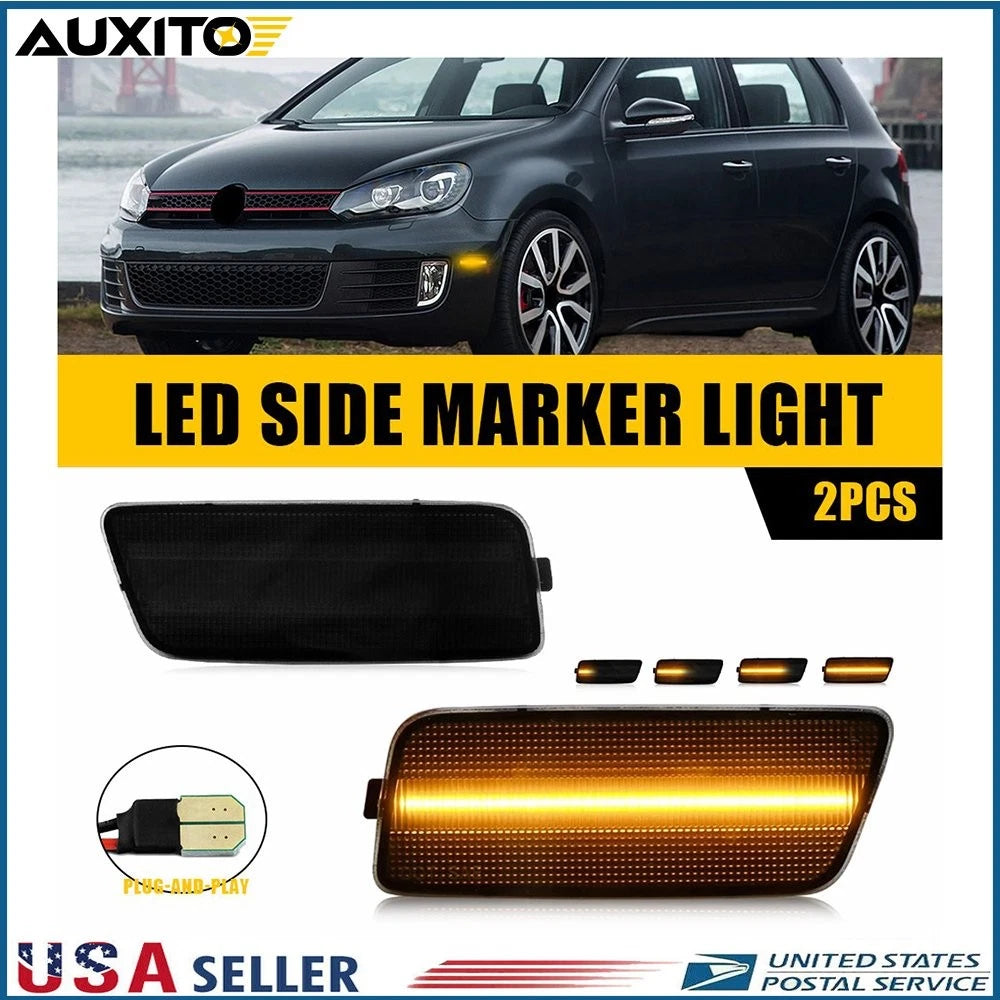 Set of 2 Front Side Marker Amber LED Signal Lights for VW Golf/GTI (2010–2014)