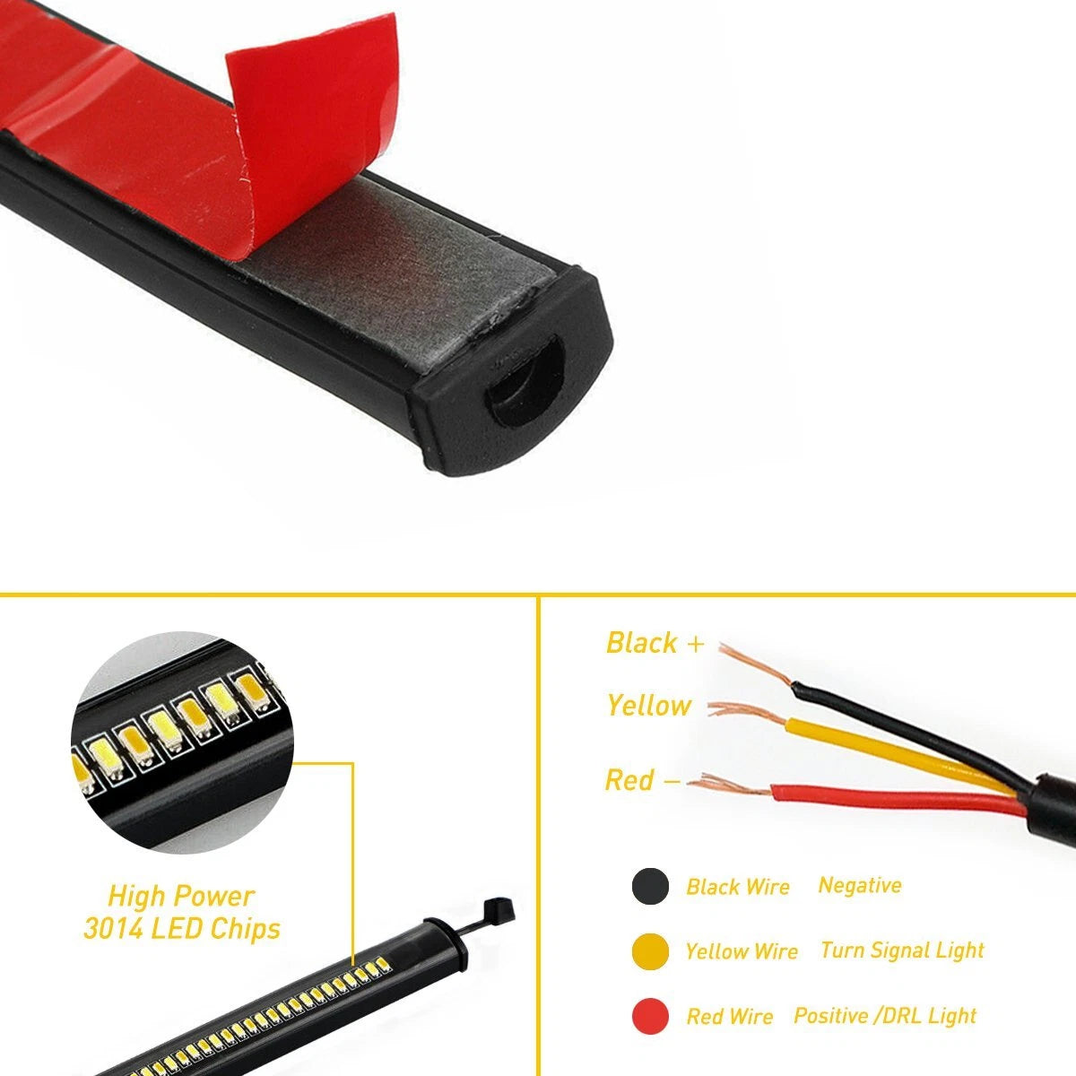 2X White/Amber Switchback LED Fork Turn Signal Light Strips for Motorcycle