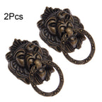 2Pcs Antique Lion Head Cabinet Drawer Pull Handle Knob
