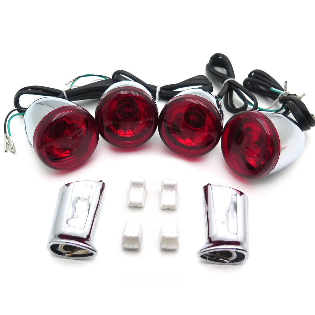 Front Rear Turn Signal Indicator Chrome Red for Harley Sportster XL 883 (1992–2016)