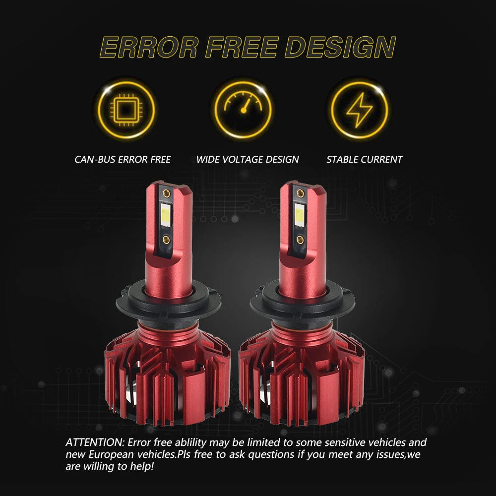 H7 LED Headlight Bulbs for Cars (10000LM, 6000K, 360° Beam)