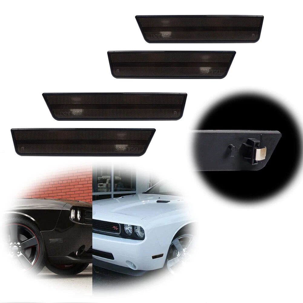 Set of 4 Smoked Lens LED Side Marker Lights for Dodge Challenger