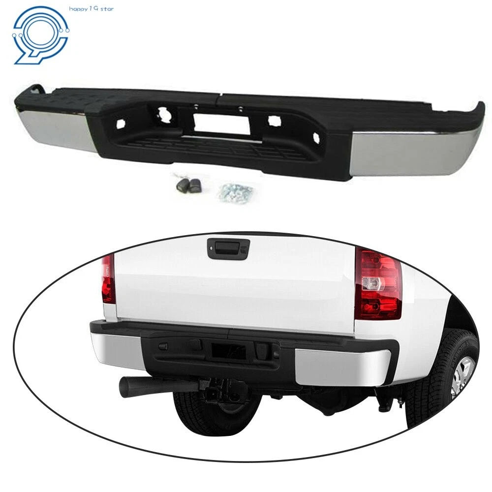 Chrome Rear Step Bumper for Chevy Silverado Sierra 1500 (2007–2013)