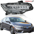 RH LED Headlight for Honda Civic (2016–2021) Clear Lens Chrome