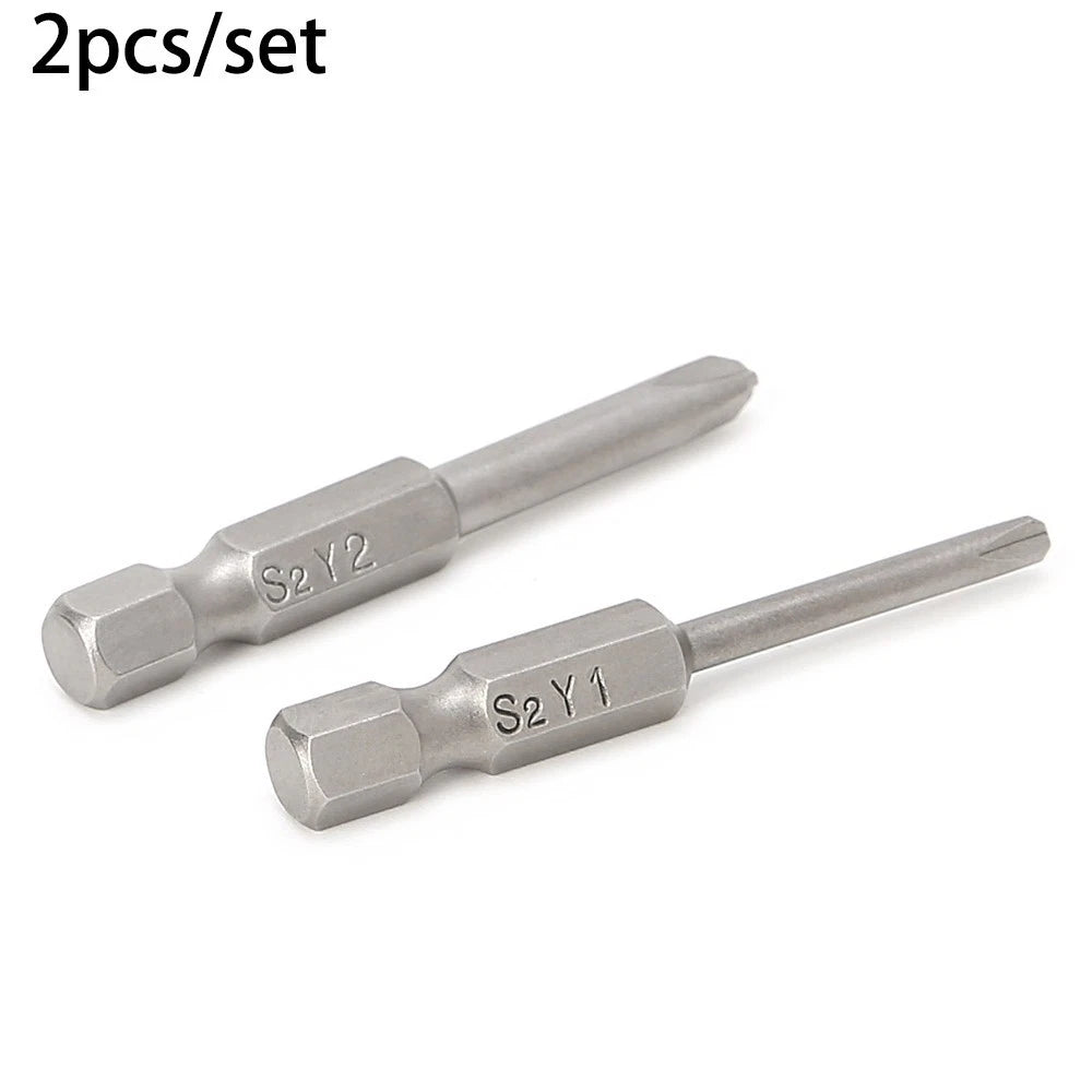 2Pcs 50mm Magnetic Triangle Head Screwdriver Bits Set 1/4 Hex Shank
