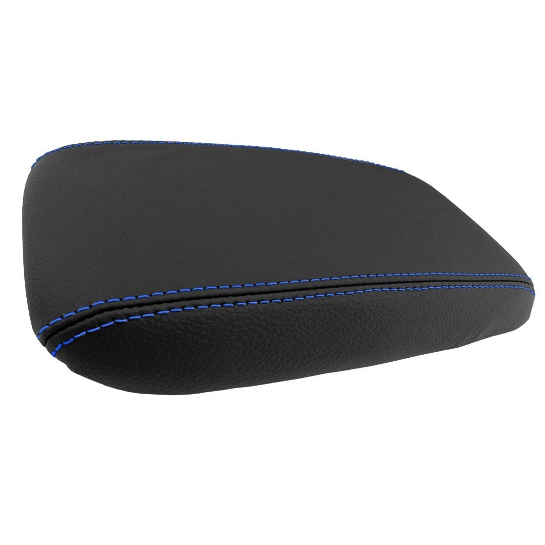 Leather Synthetic Console Armrest Cover for Honda Civic (2012–2015) Blue Stitch
