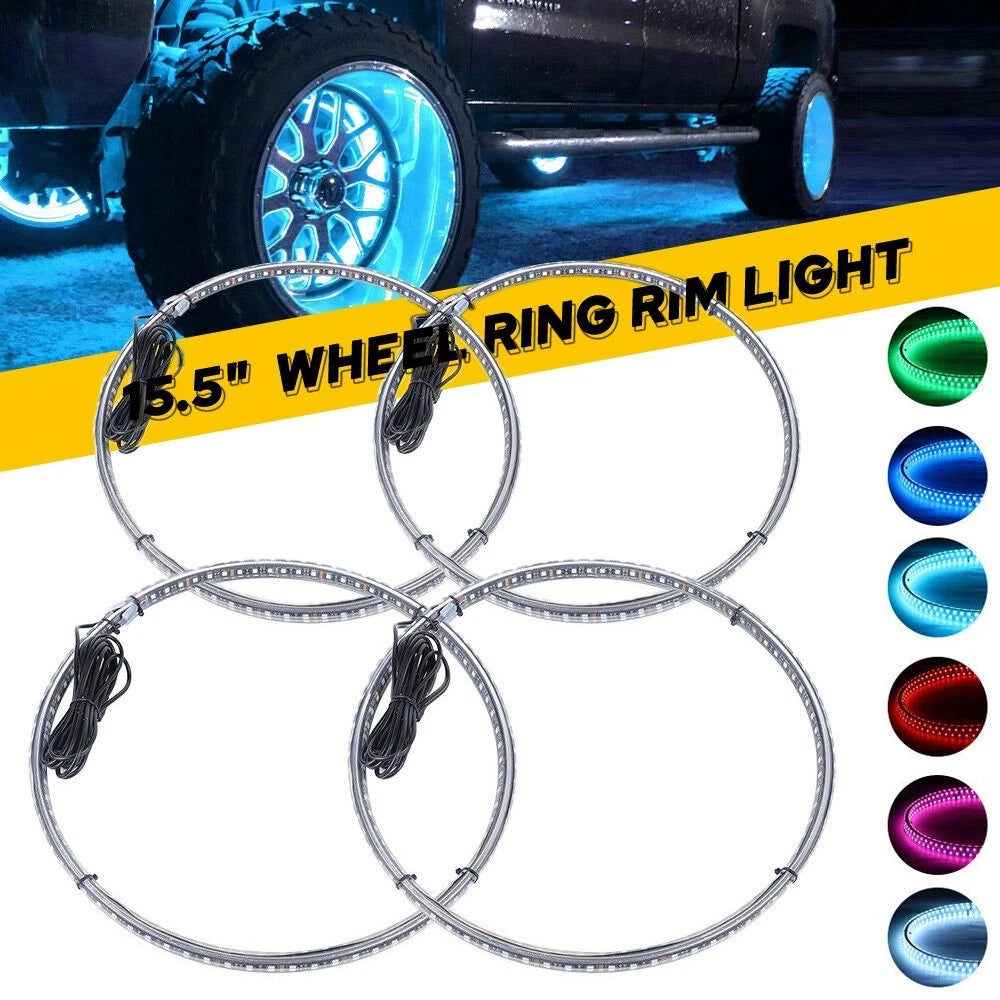 Set of 4 AUXITO 15.5" RGB-IC Wheel Ring Lights for Car Rim (Year Range)