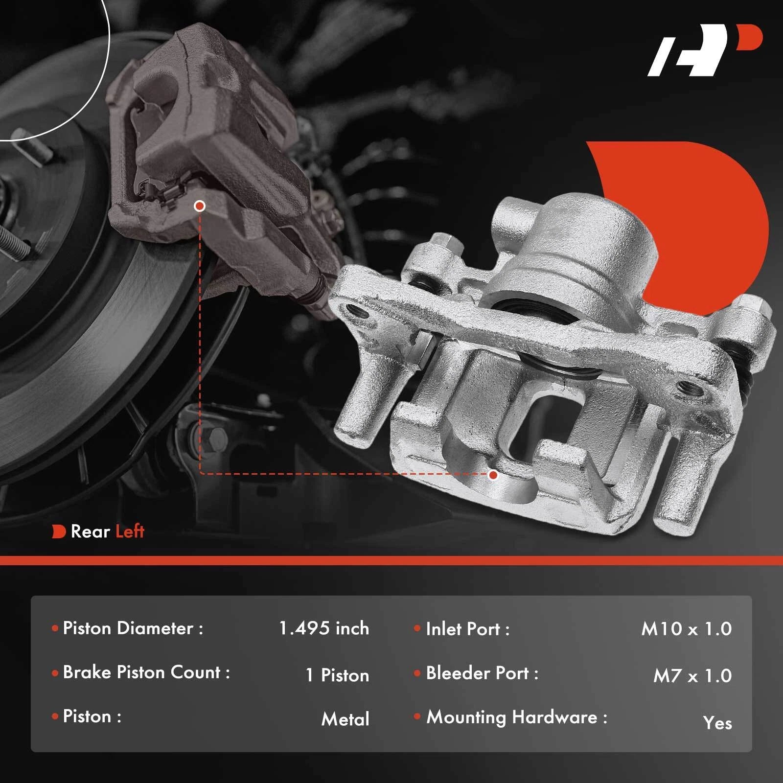 Rear Left Brake Caliper with Bracket for Mitsubishi Outlander Lancer (2003-2023)