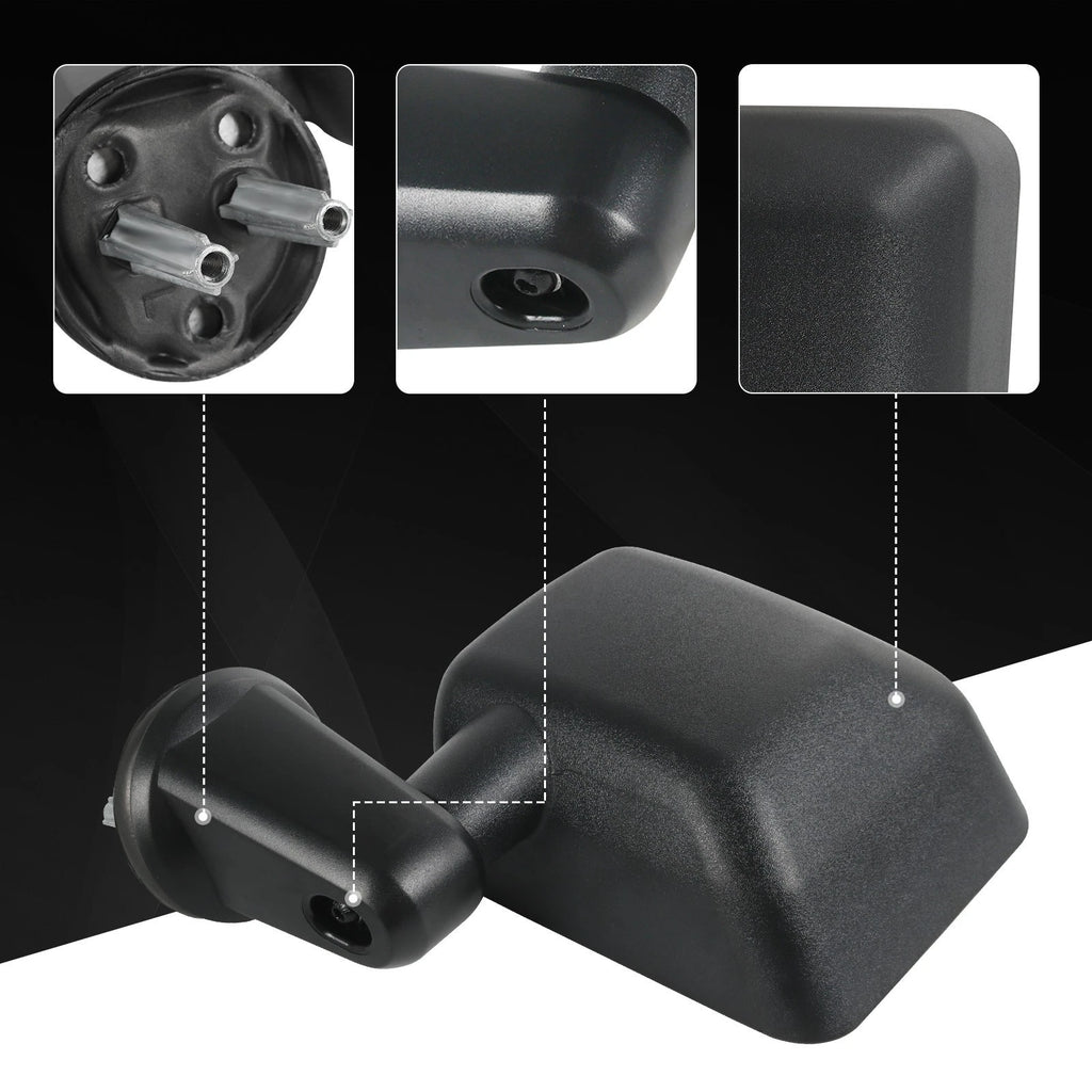 Manual Side Mirrors Pair for Jeep Wrangler JK (2007–2017) Black