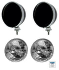 7 Inch Seal Beam Headlight Pair with FOMOCO Logo for Ford Black (2007–2014)