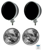 7 Inch Seal Beam Headlight Pair with FOMOCO Logo for Ford Black (2007–2014)