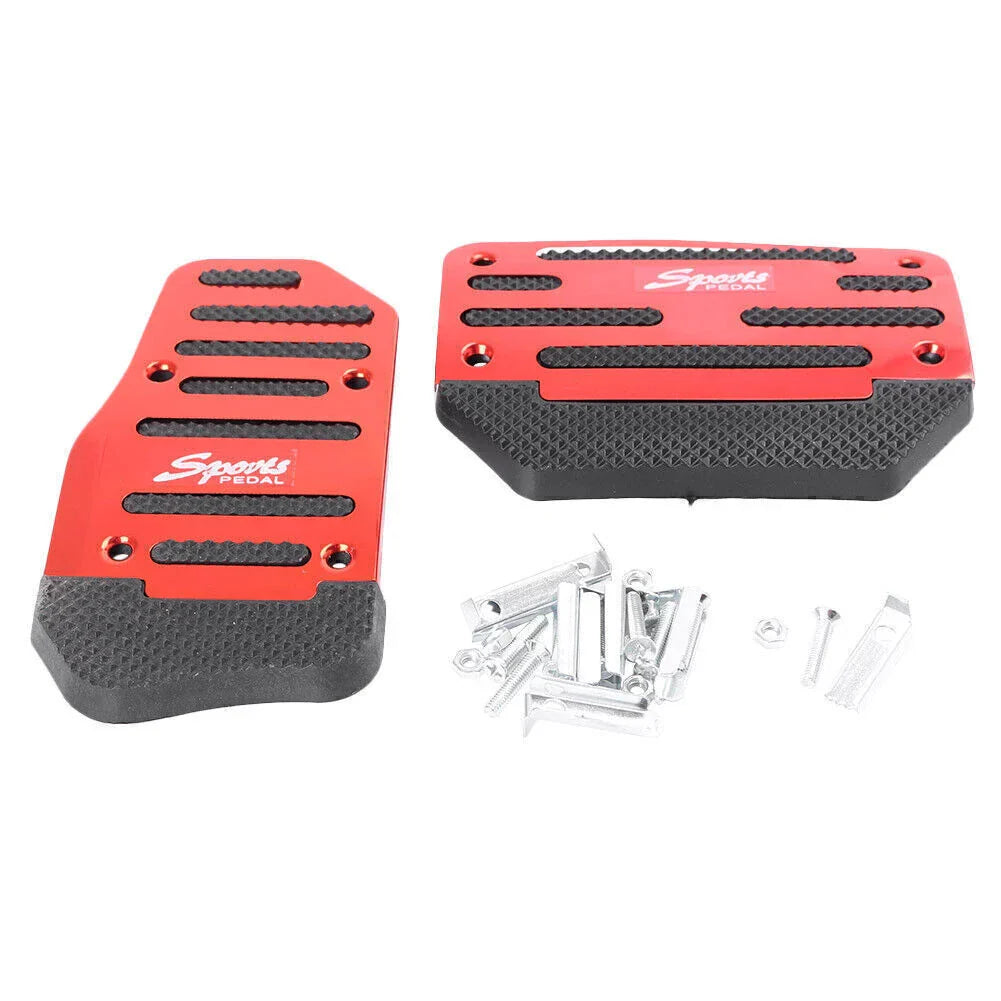 Aluminum Anti-Slip Manual Brake Footrests for Auto Sport Pedals - Red