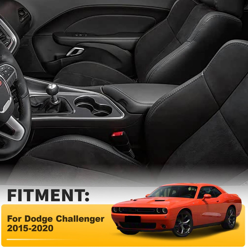 Console Lid Armrest Cover Leather for Dodge Challenger (2015–2020) Gray Stitch