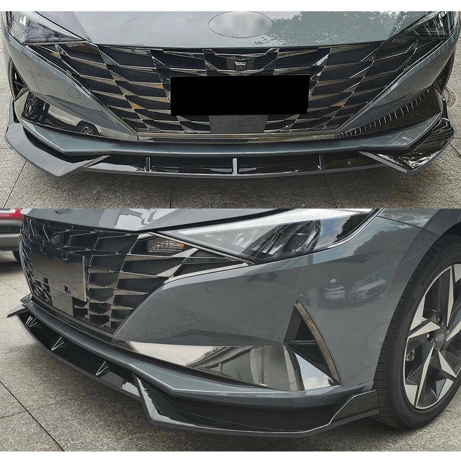 Gloss Black Front Bumper Lip Spoiler Body Kit for Hyundai Elantra (2021–2022)