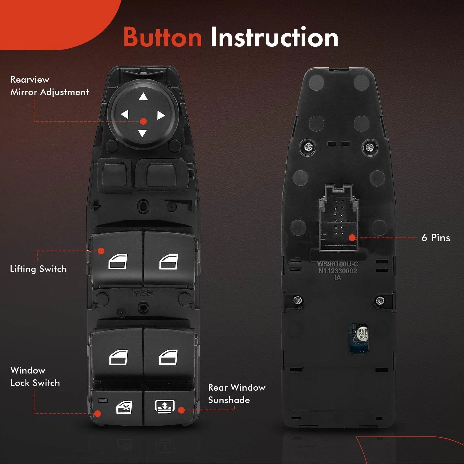 Power Window Switch for BMW 740Li 2011–2015, 750i xDrive, 760Li