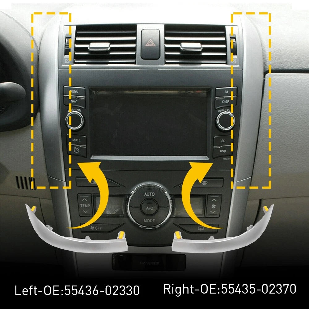 2PC Center Dash A/C Outlet Air Vent Panel Strip for Toyota Corolla (2009–2013)