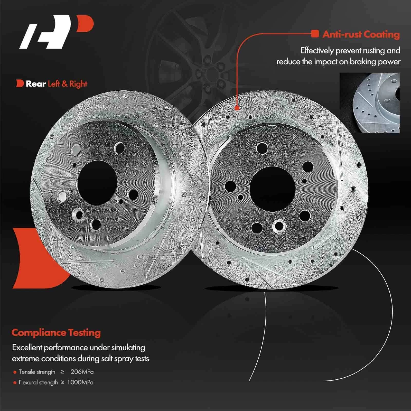 Rear Side Drilled Brake Rotors & Ceramic Pads for Toyota Highlander (2014–2019)
