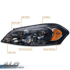 Amber Smoke Lens Headlights for Chevy Impala, Monte Carlo (2006–2013)