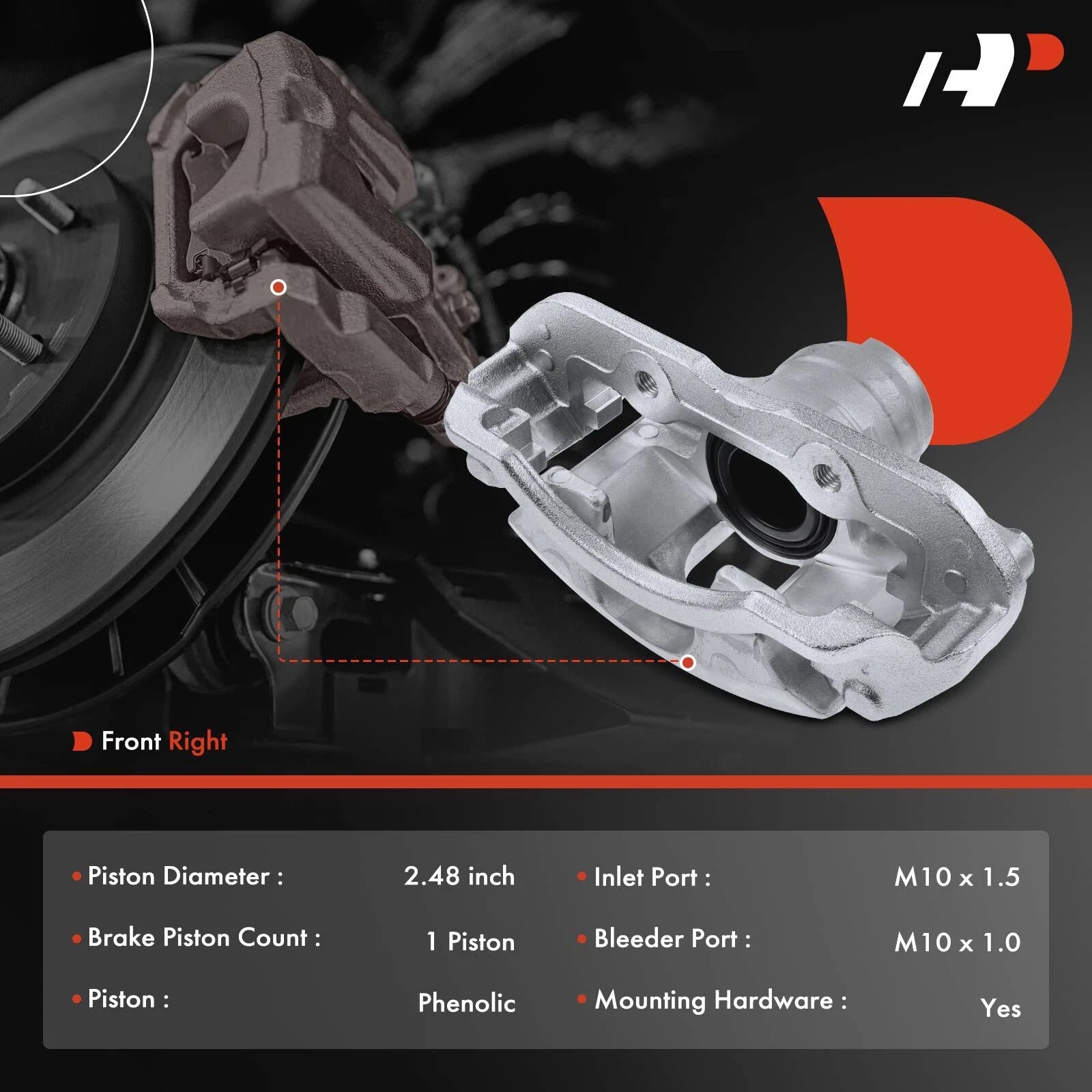 Front Right Disc Brake Caliper with Bracket for Ford Focus (2008-2011)