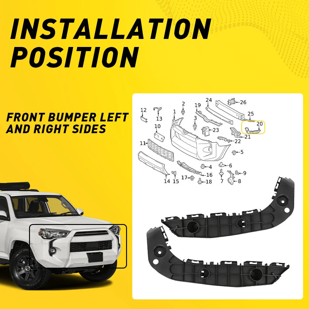 Set of 2 Front Bumper Support Brackets for Toyota 4Runner (2014–2021)