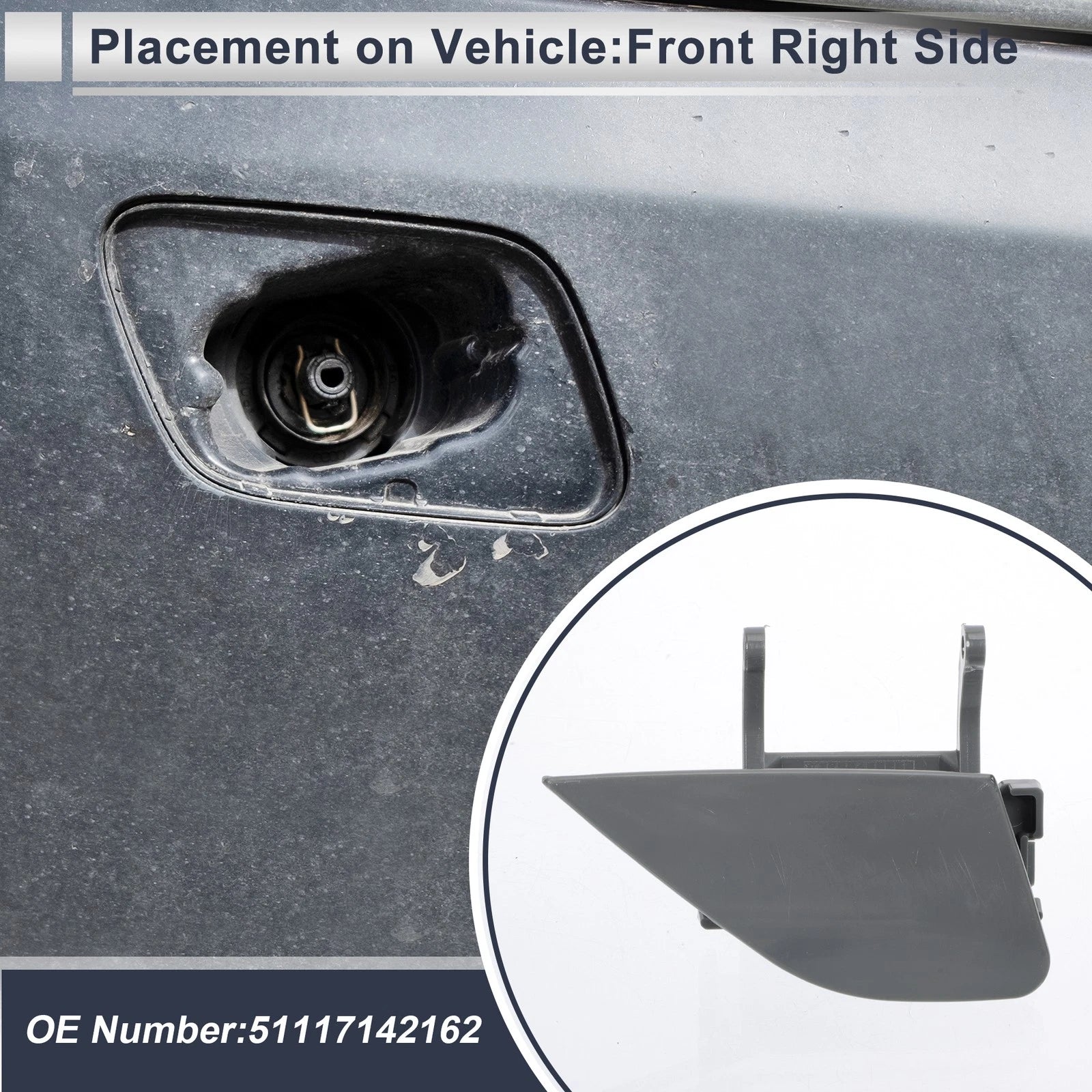 Headlight Washer Nozzle Cover Cap for BMW 750i (Unpainted)