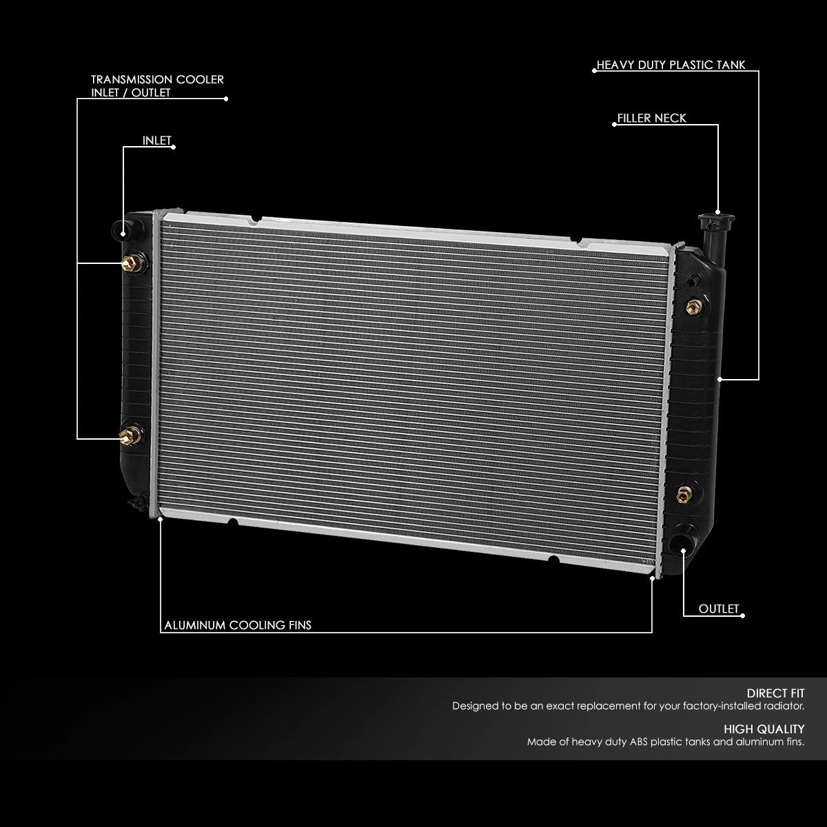 OE Style Aluminum Core Radiator DPI 1521 for Chevy/GMC C/K Pickup (1994–2000)