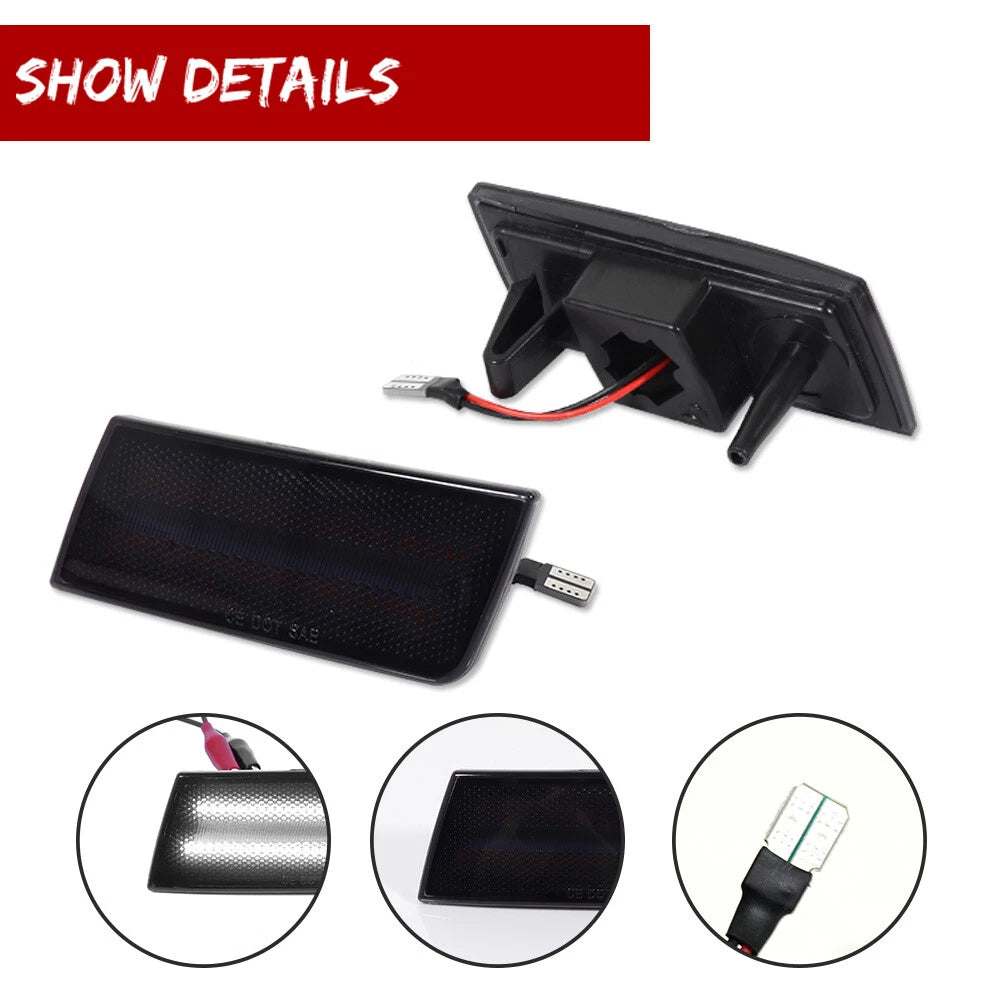 2X Smoke Lens White LED Front Side Marker Lights for Chrysler 300 (2005–2010)