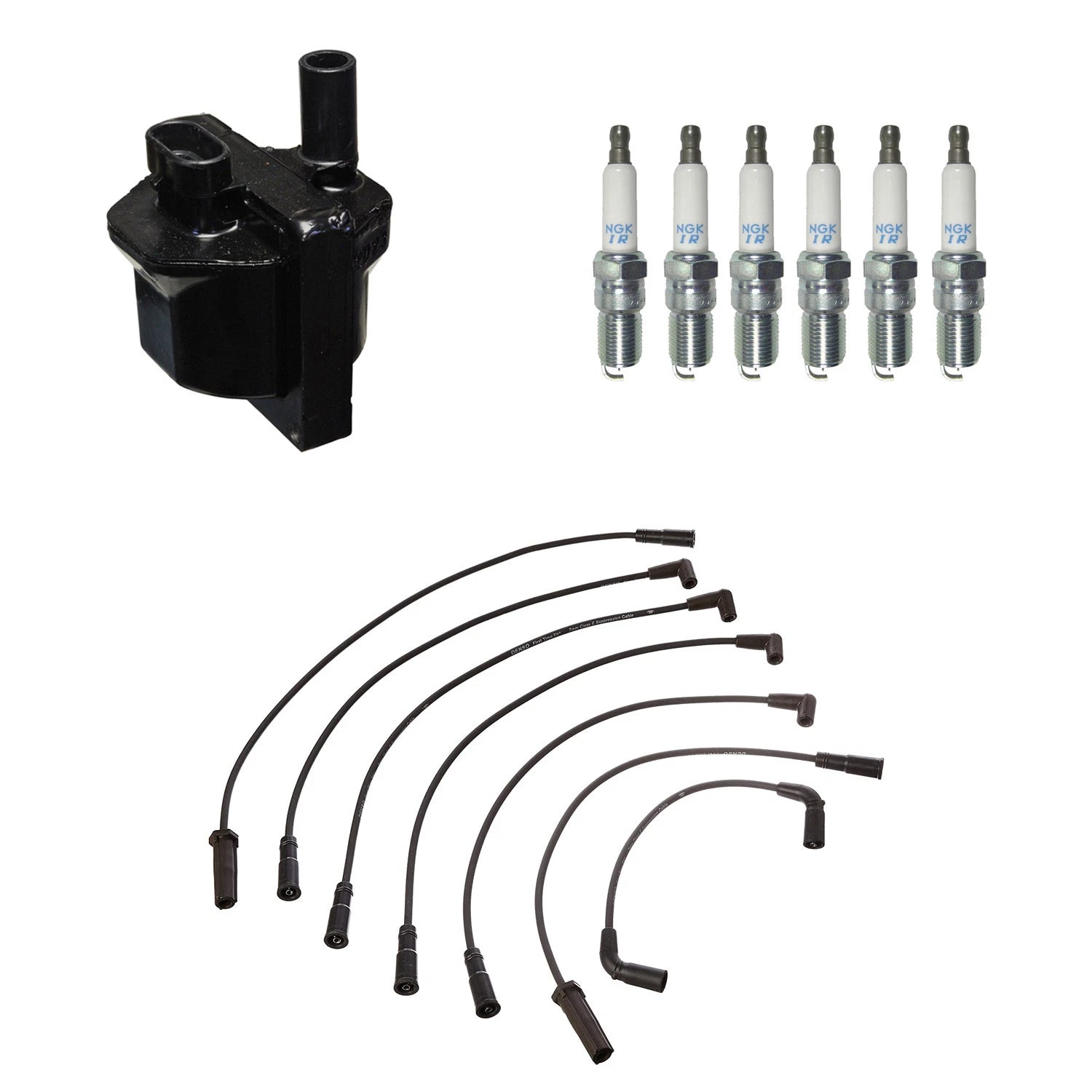 Set of 6 Denso Ignition Coil Wires & NGK Iridium Spark Plugs for S10 Savana 1500 (1996–2002)